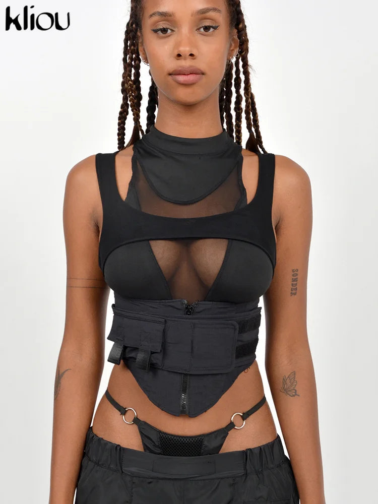 Y2K Mesh Biker Shorts Top