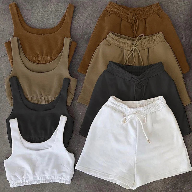 Women's Crop Top and Shorts Set