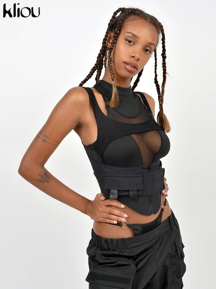 Y2K Mesh Biker Shorts Top