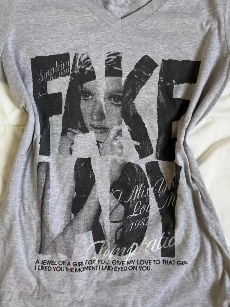 Vintage Graphic V-Neck T-Shirt