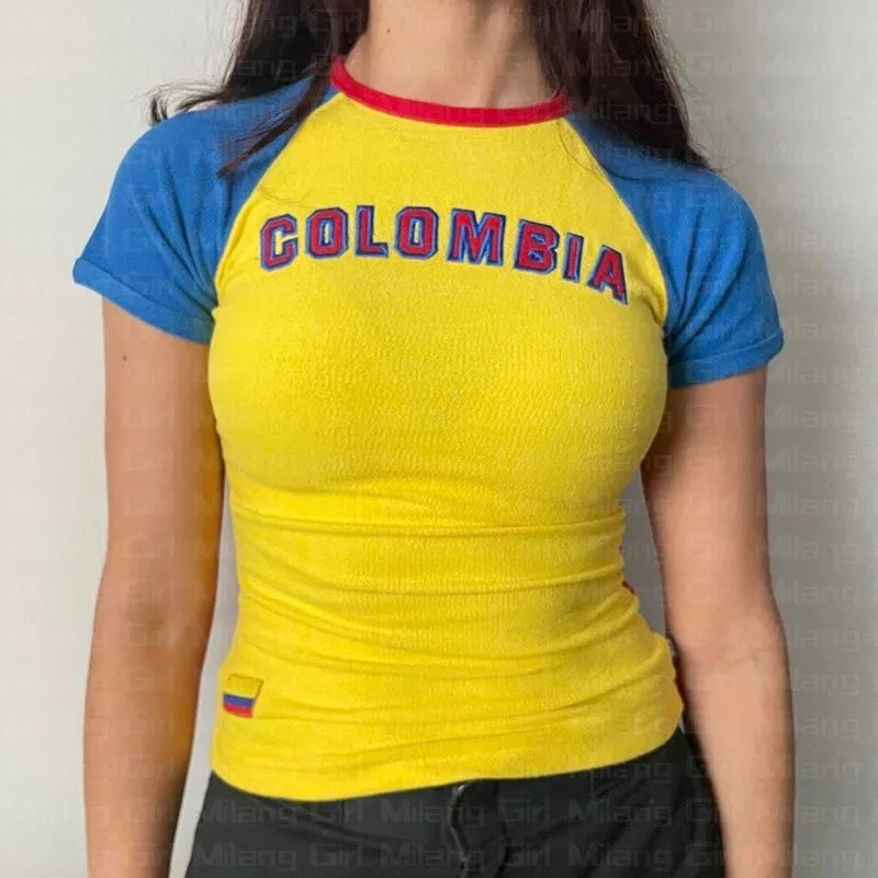 Women's Brazil Letter Print Crop Tee