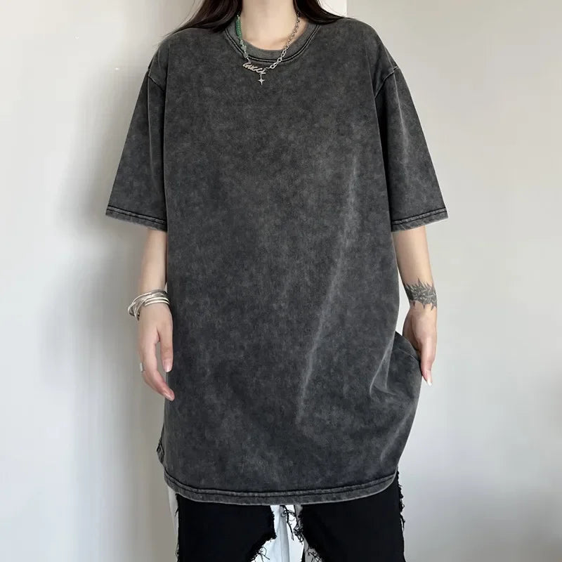 Black Wash Distressed Oversized T-Shirt