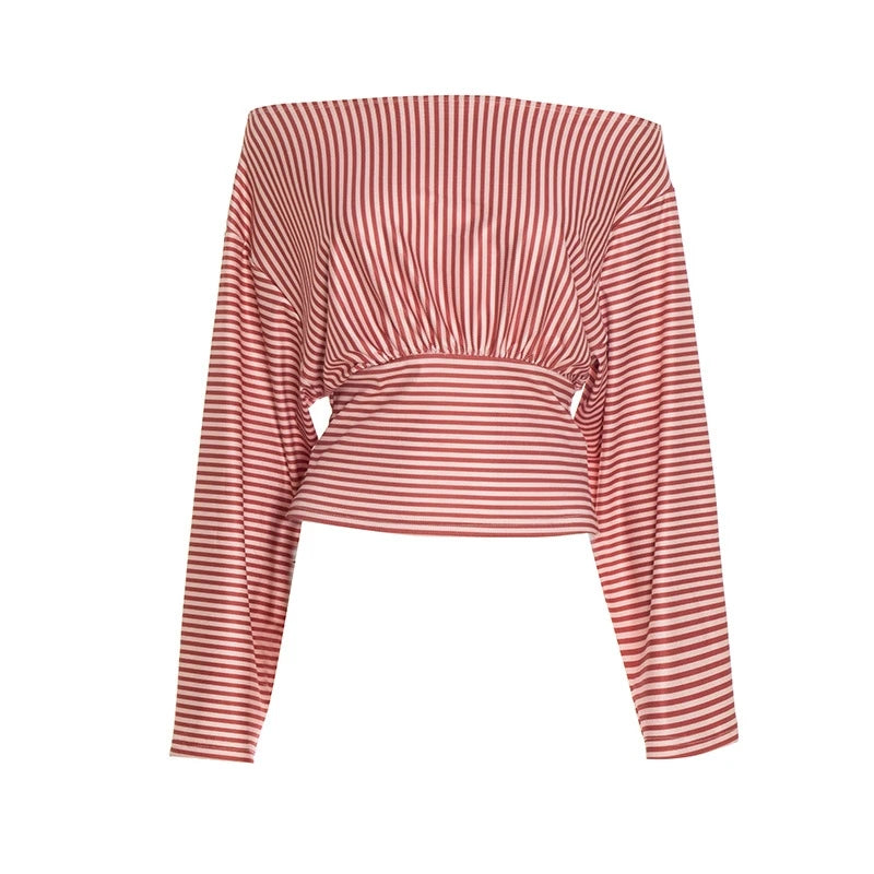 Striped Off-Shoulder Crop Top