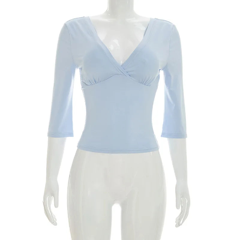 Women's Casual Crop Top V-Neck