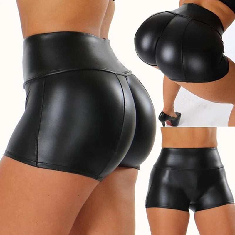 Shiny Faux Leather Mini Shorts