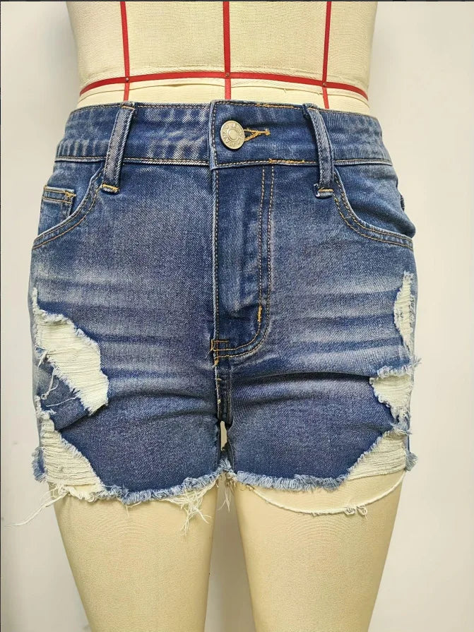 Women's Ripped Denim Shorts