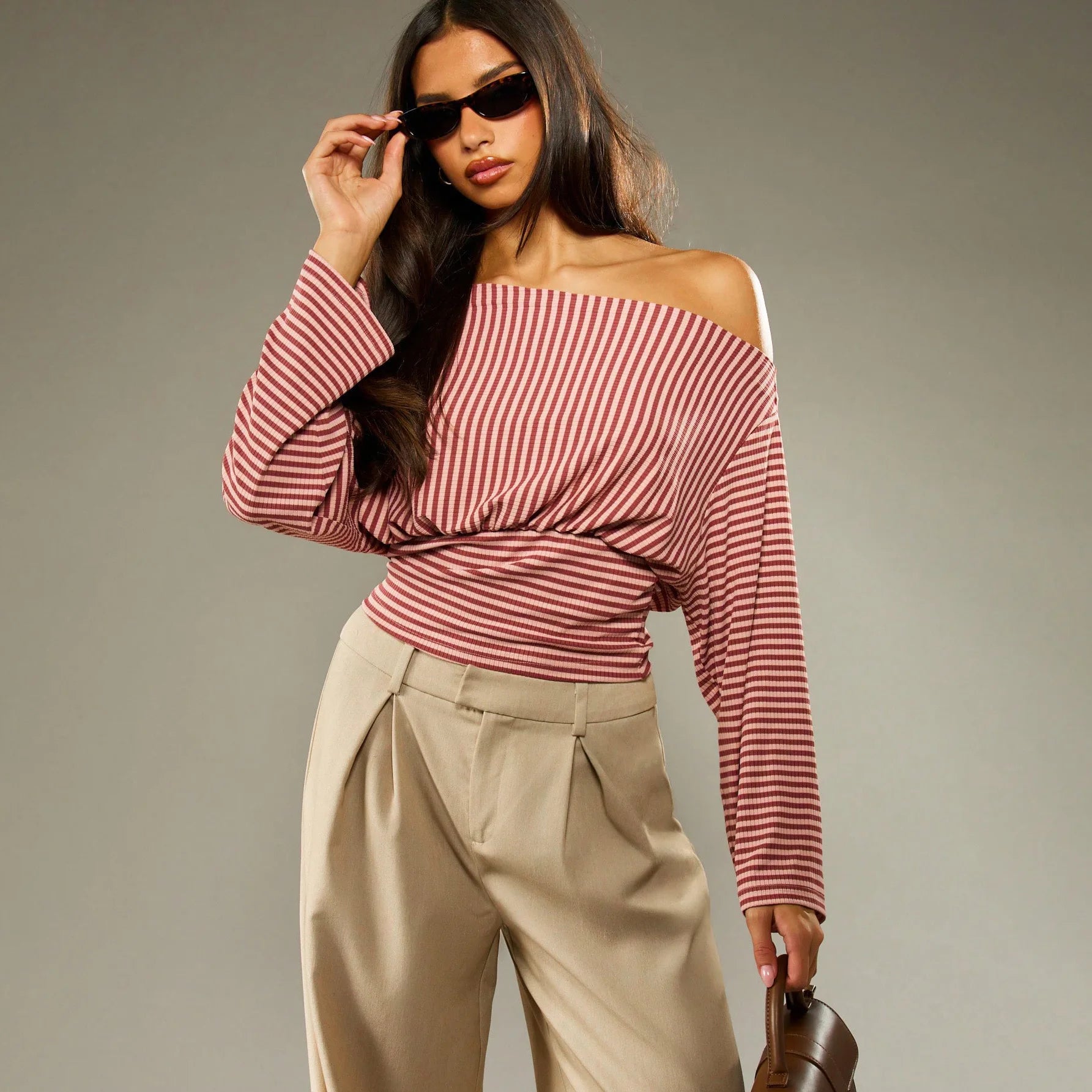 Striped Off-Shoulder Crop Top