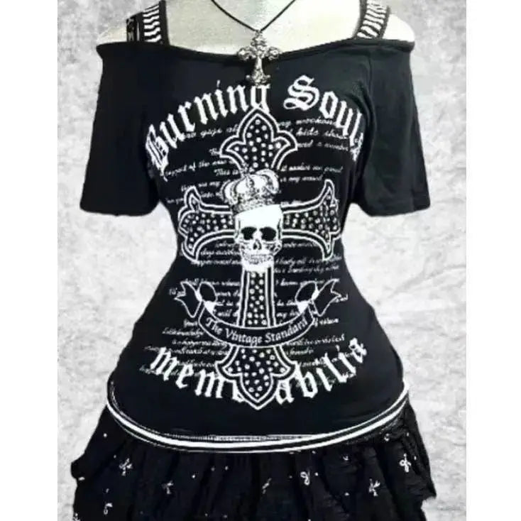 Y2K Punk Graphic Tube Top