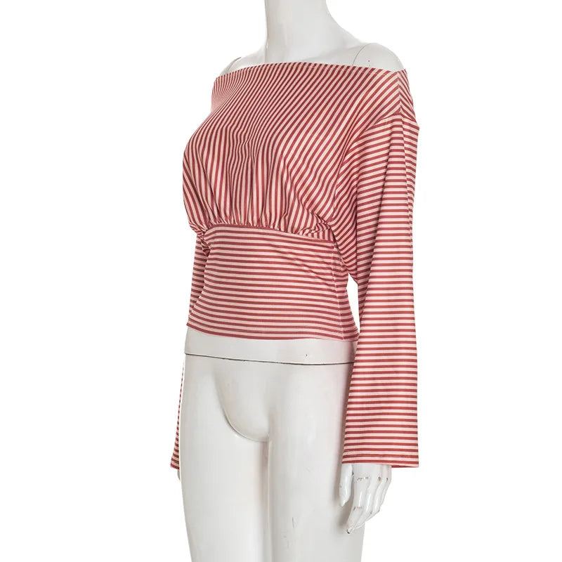 Striped Off-Shoulder Crop Top