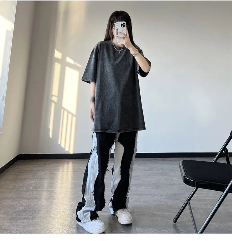 Black Wash Distressed Oversized T-Shirt