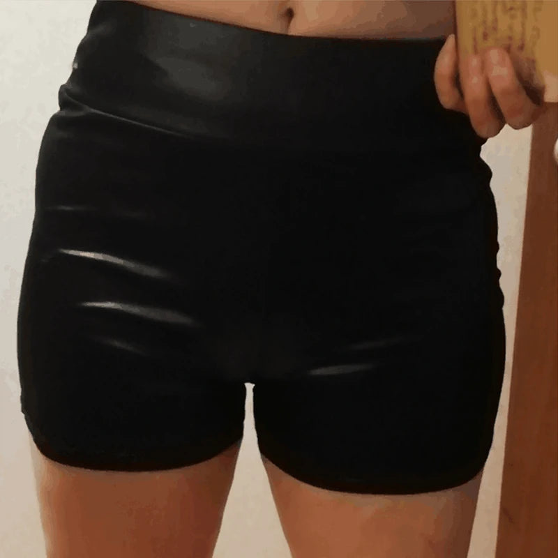 High Waist PU Leather Shorts