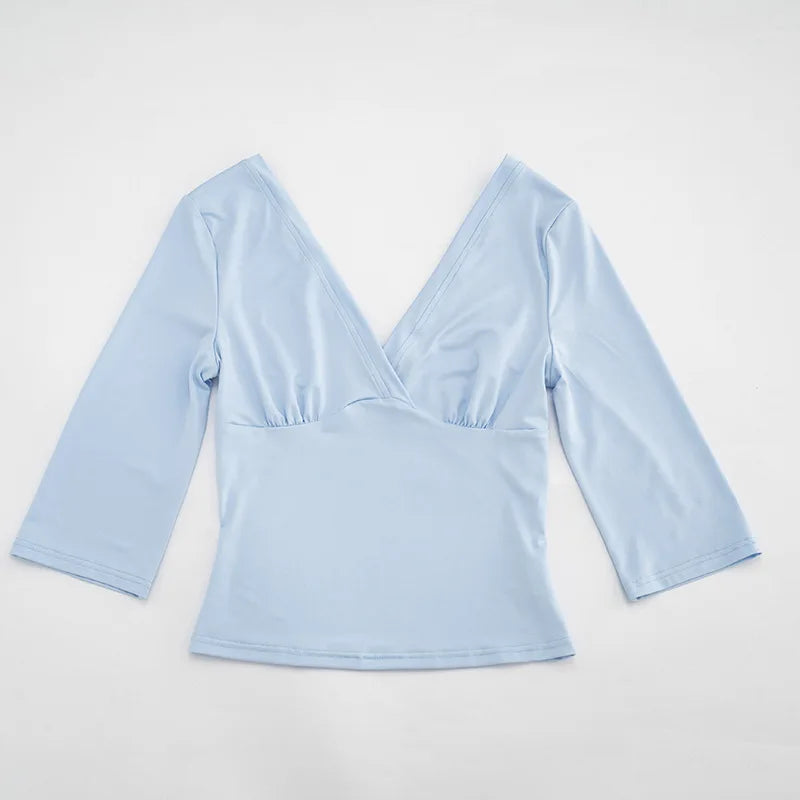 Women's Casual Crop Top V-Neck