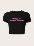 Women's Letter Print Crop T-Shirt