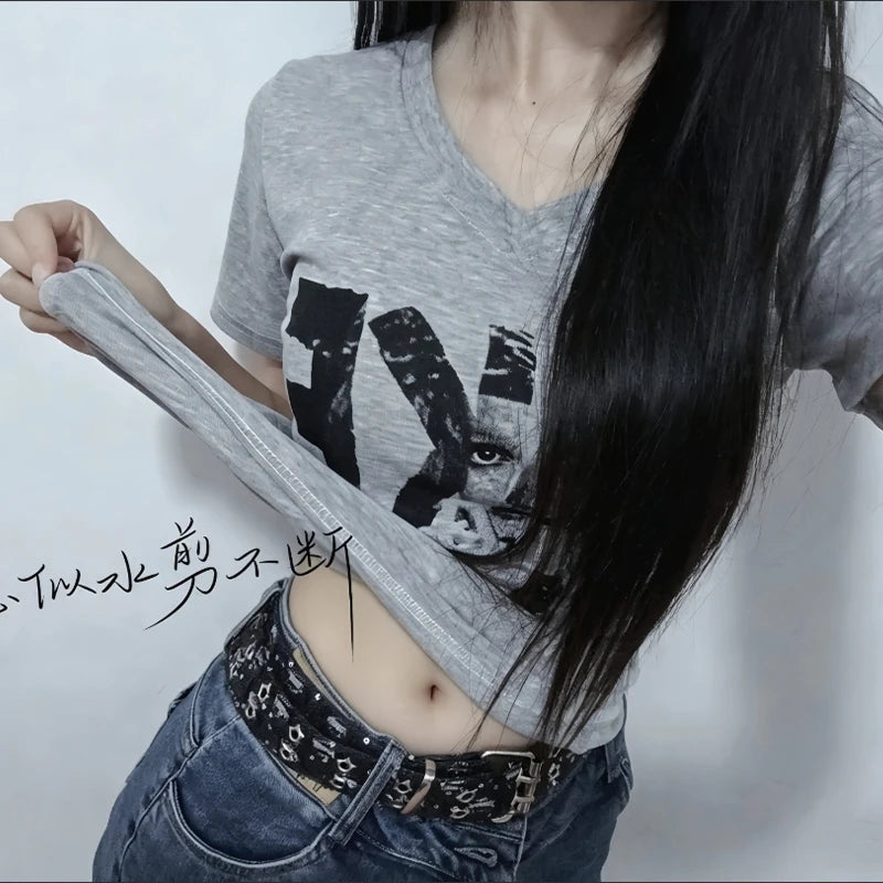 Vintage Graphic V-Neck T-Shirt