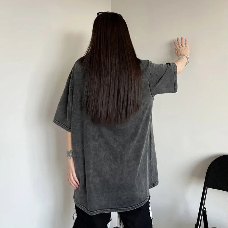 Black Wash Distressed Oversized T-Shirt