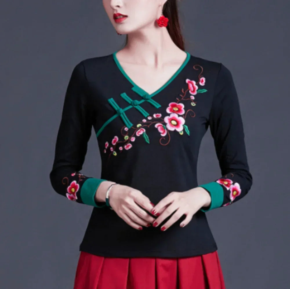Women's Embroidered Ethnic T-Shirt