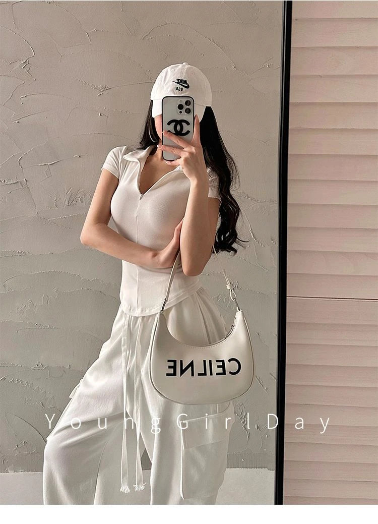 Zipper Turtleneck Crop Top