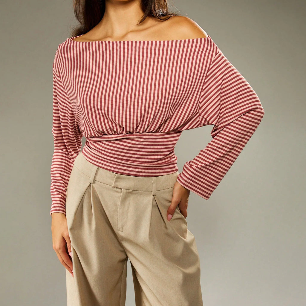 Striped Off-Shoulder Crop Top