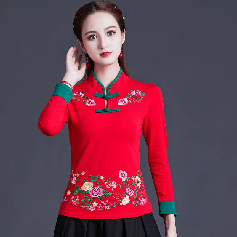 Women's Embroidered Ethnic T-Shirt