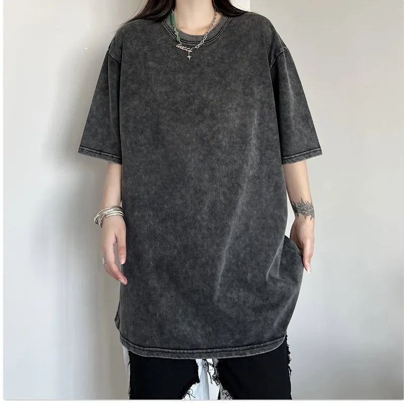 Black Wash Distressed Oversized T-Shirt
