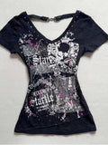 Y2K Emo Graphic Crop Top