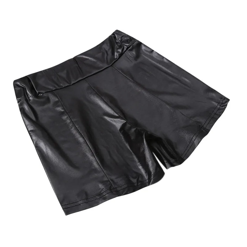 High Waist PU Leather Shorts