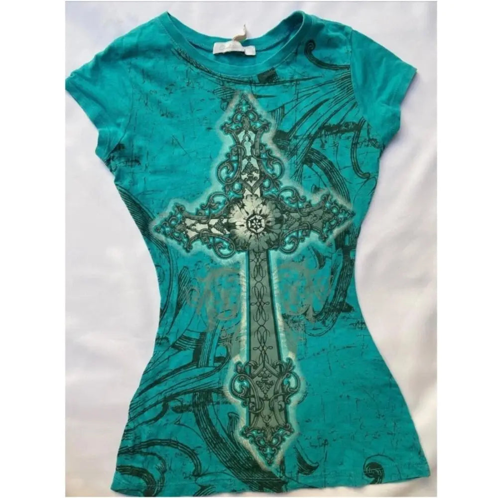 Y2K Emo Graphic Crop Top