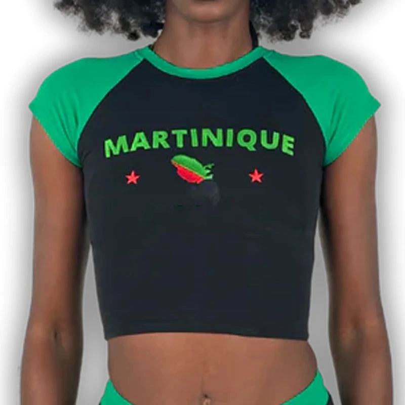 Graphic Embroidery Crop Top