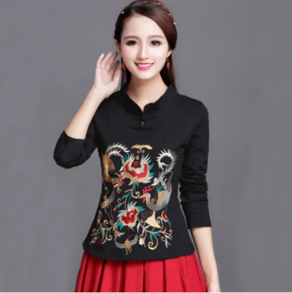 Women's Embroidered Ethnic T-Shirt