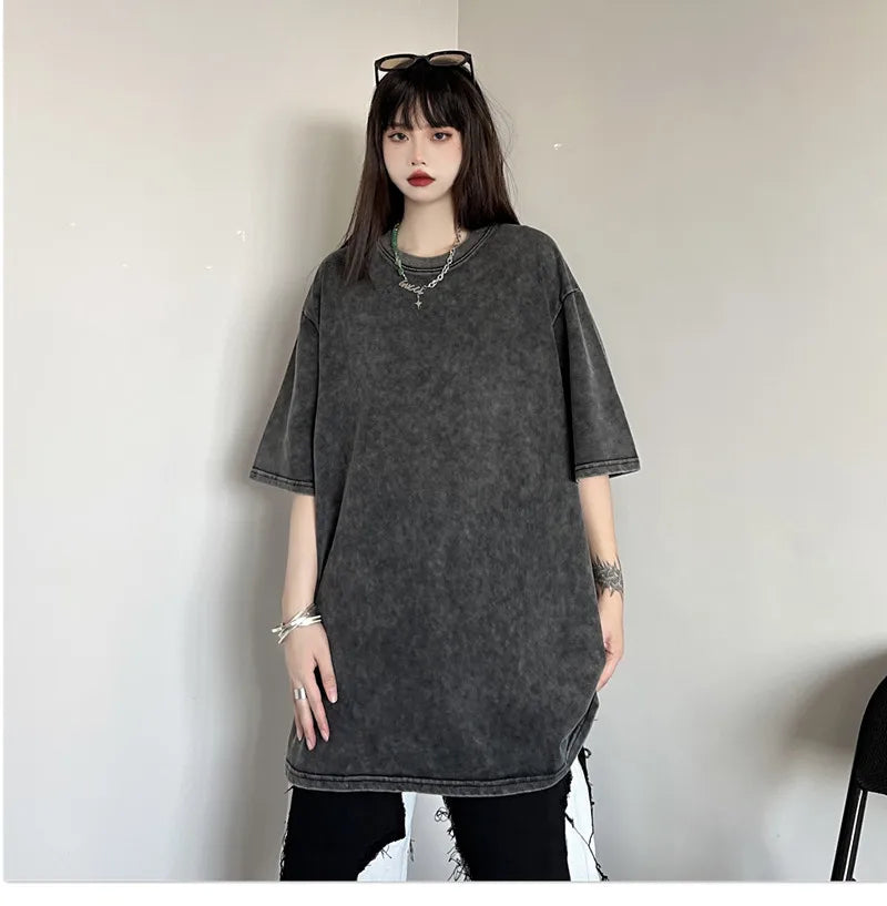 Black Wash Distressed Oversized T-Shirt