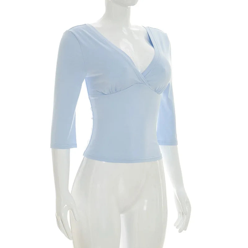 Women's Casual Crop Top V-Neck