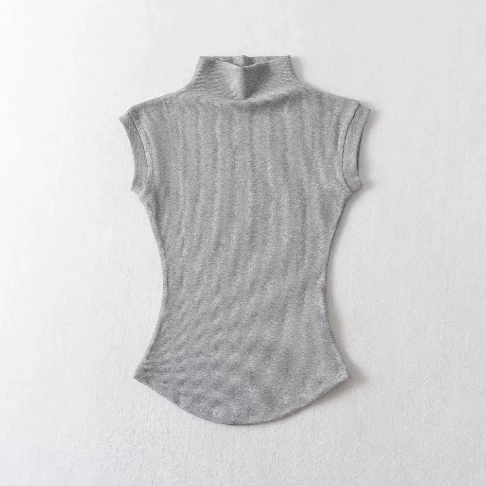 Women's Sleeveless Solid Turtleneck Top