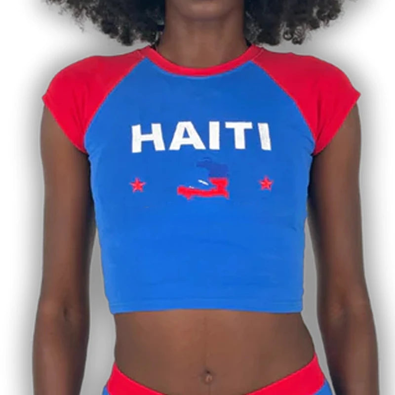 Graphic Embroidery Crop Top