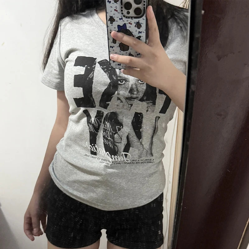 Vintage Graphic V-Neck T-Shirt
