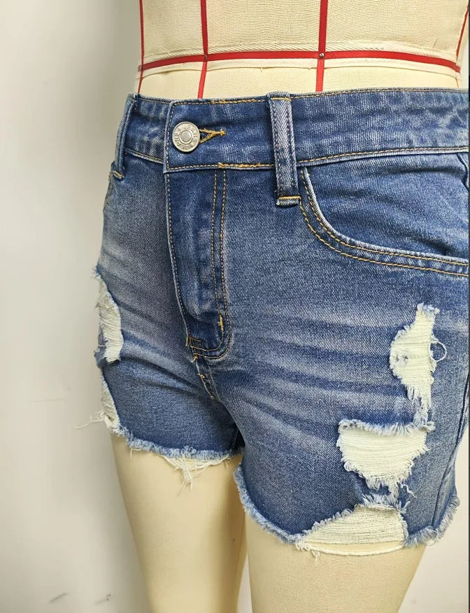 Women's Ripped Denim Shorts