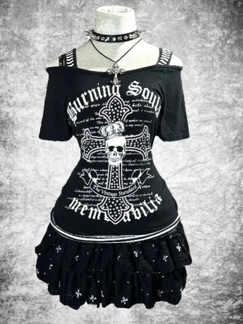 Y2K Punk Graphic Tube Top