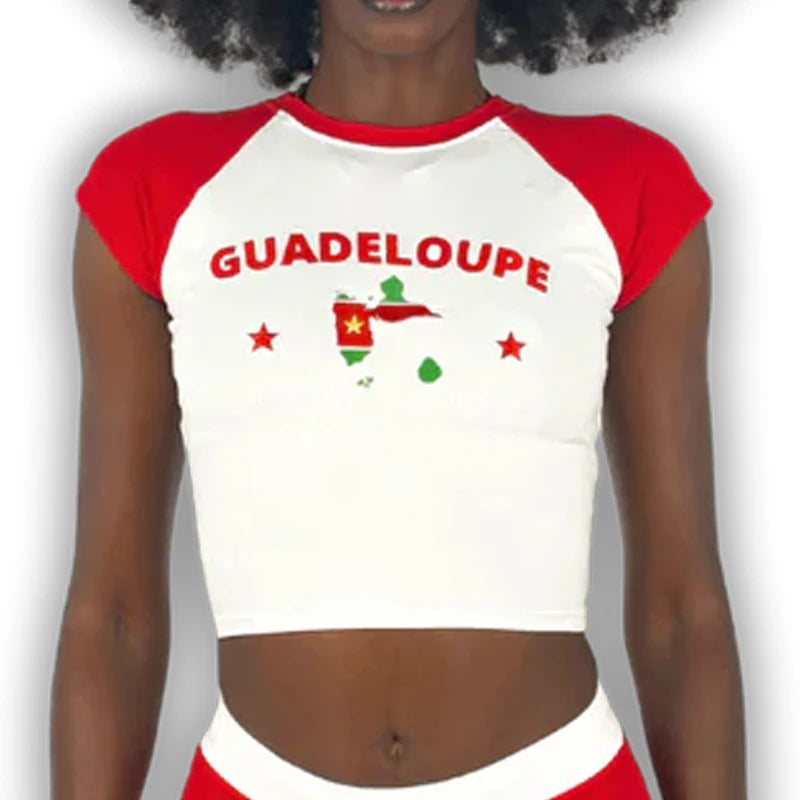 Graphic Embroidery Crop Top