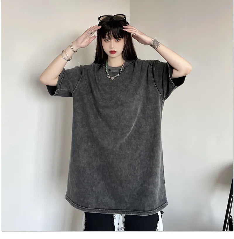 Black Wash Distressed Oversized T-Shirt