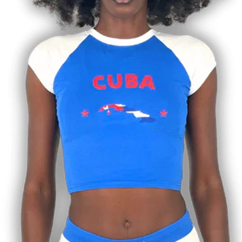 Graphic Embroidery Crop Top