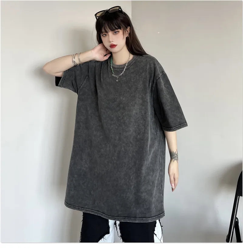 Black Wash Distressed Oversized T-Shirt