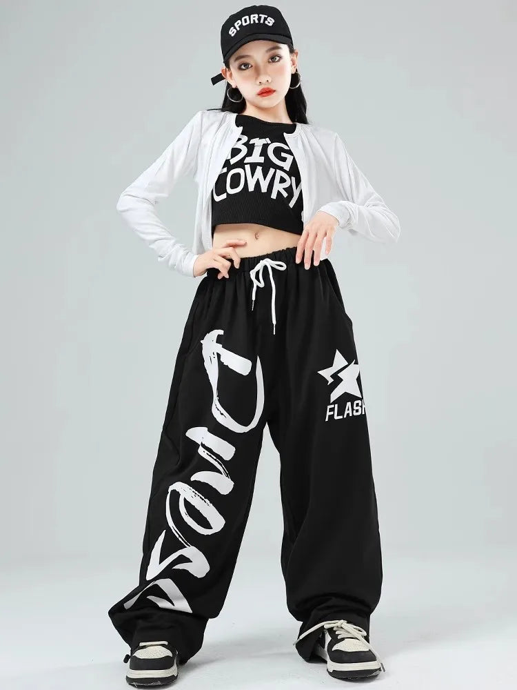 Girls K-pop Crop Top Joggers Set