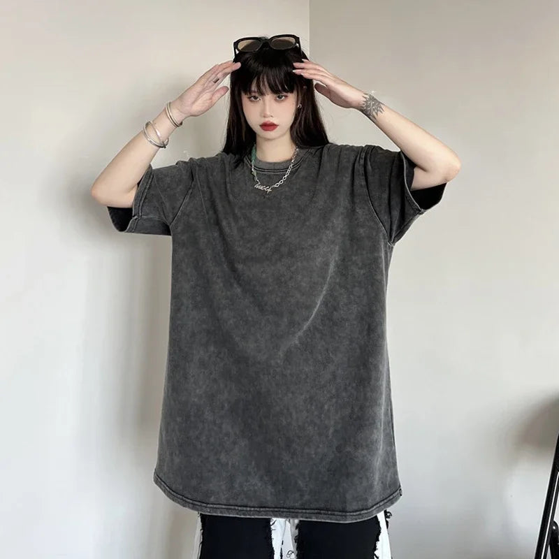 Black Wash Distressed Oversized T-Shirt