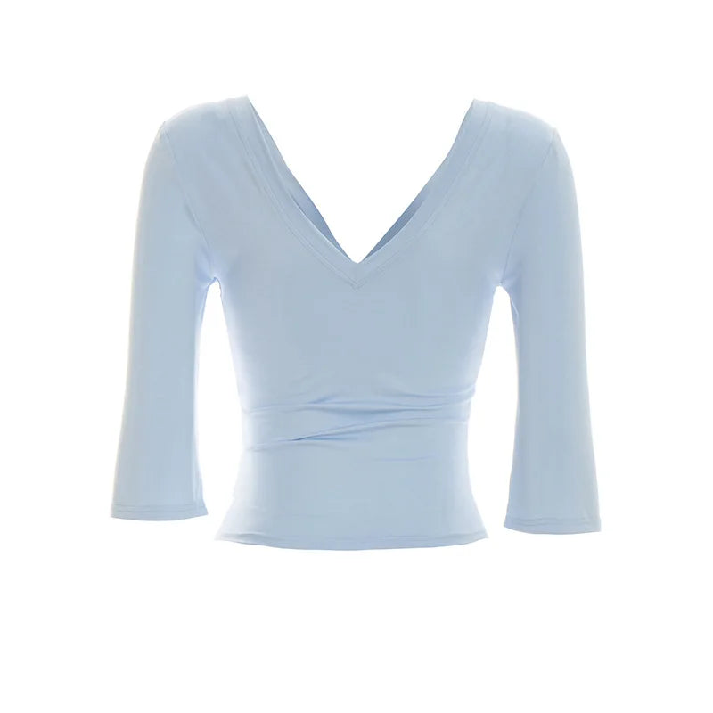 Women's Casual Crop Top V-Neck