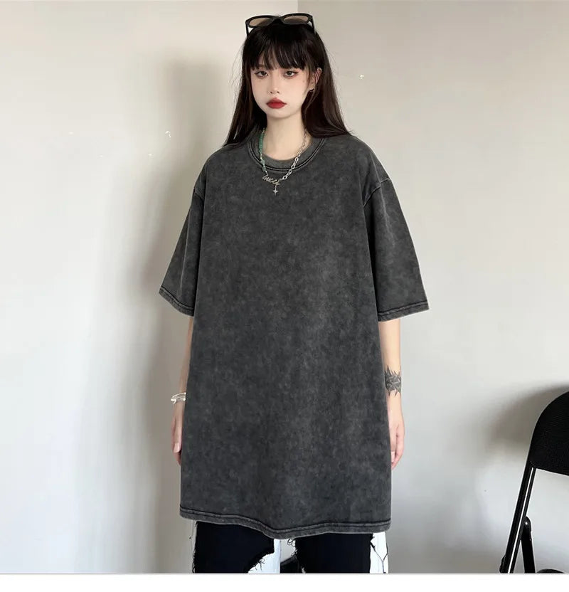 Black Wash Distressed Oversized T-Shirt