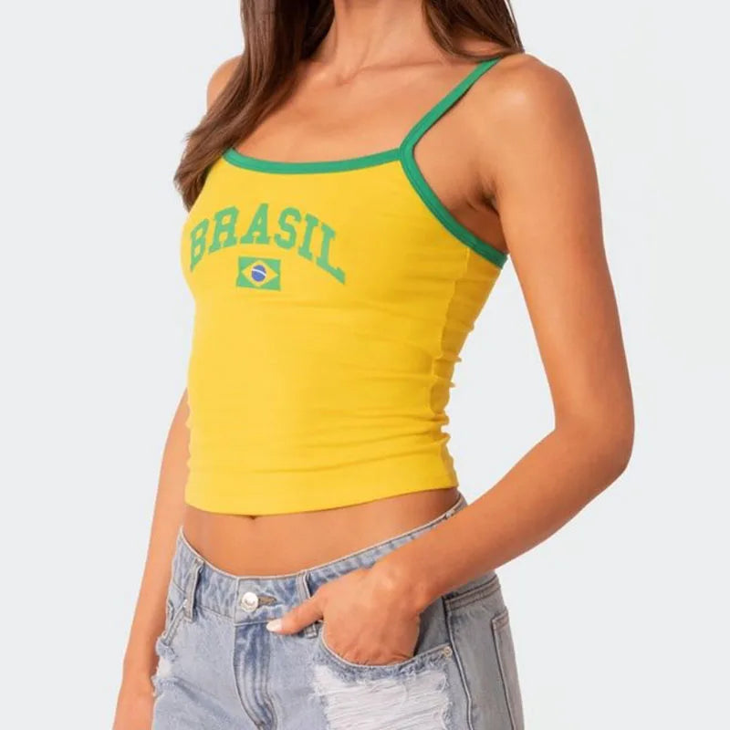 Brasil Graphic Y2K Crop Top