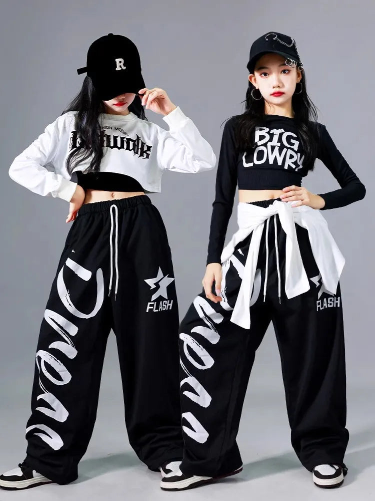 Girls K-pop Crop Top Joggers Set