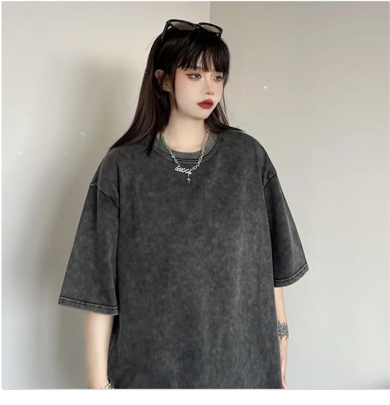 Black Wash Distressed Oversized T-Shirt