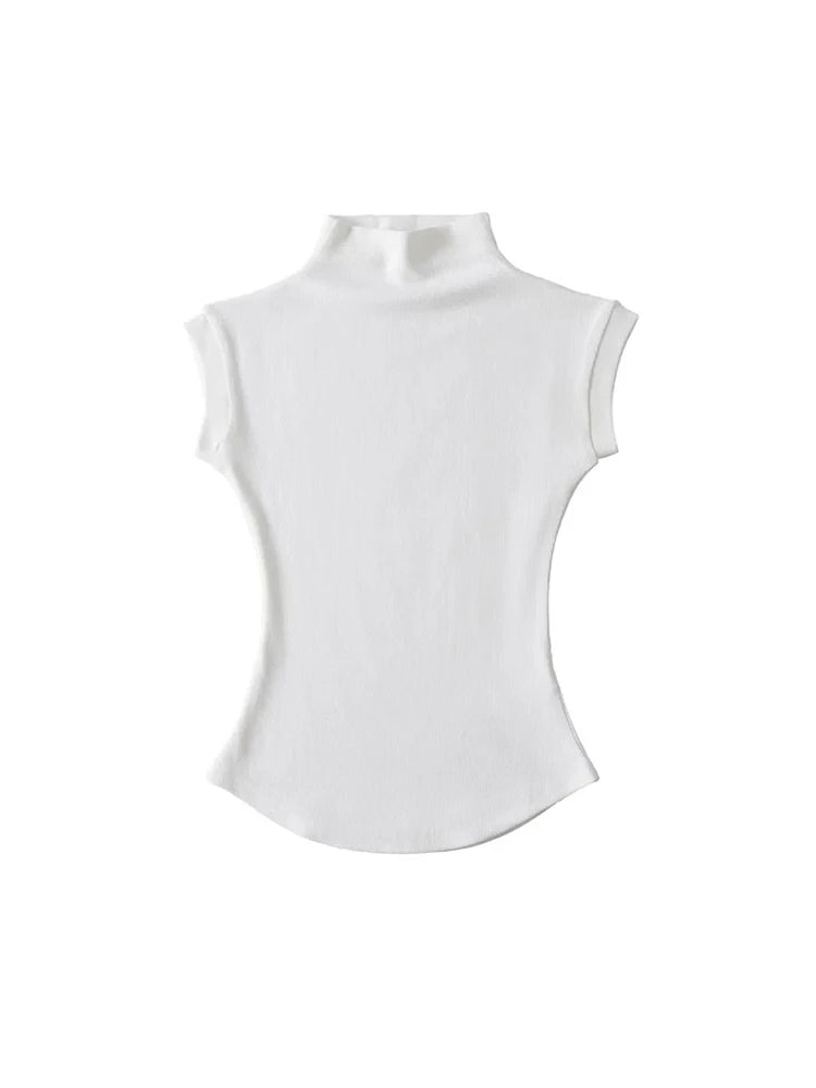 Women's Sleeveless Solid Turtleneck Top