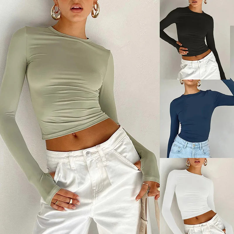 Women's Long Sleeve Crop Top