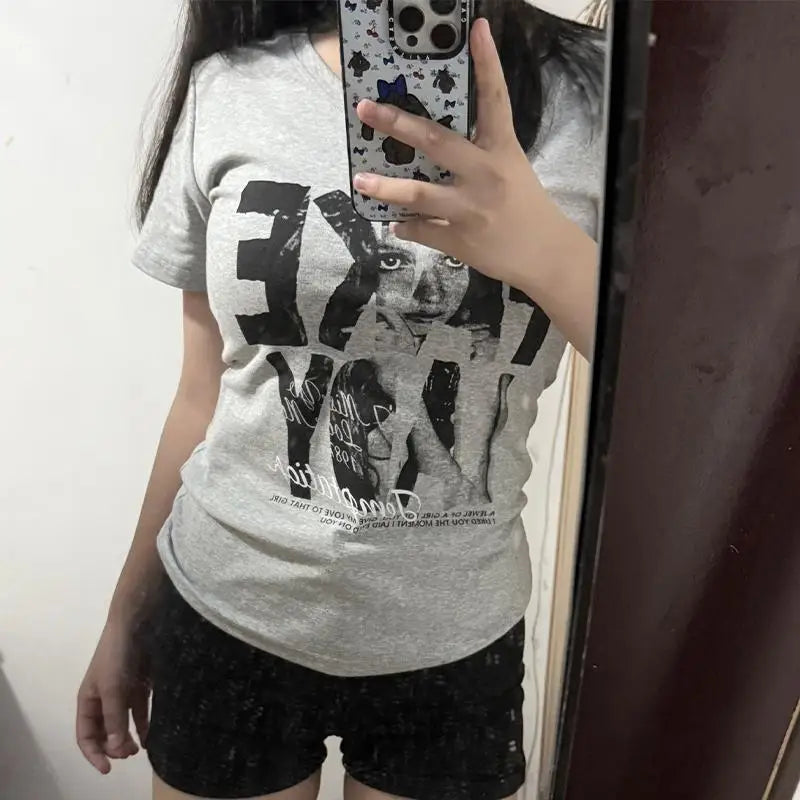 Vintage Graphic V-Neck T-Shirt
